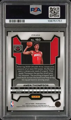 2023 Panini Prizm Amen Thompson Red Sparkle #150 PSA 10 - Image 2