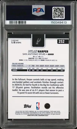 2025 Topps Chrome DYLAN HARPER RC X-FRACTOR PSA 9 MINT - Spurs Stud Rookie - Image 2