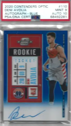 20-21 Contenders Optic Deni Avdija Blue Rookie Ticket #/99 On Card Auto PSA 9-10 - Image 1