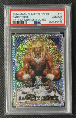 2024 Marvel Masterpieces '92 Platinum Sabretooth Mini Box #78 PSA 10 - Image 1