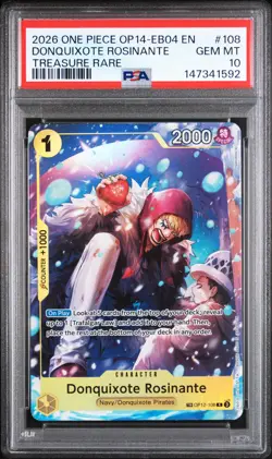 2026 ONE PIECE OP14-EB04-THE AZURE SEA'S SEVEN #108 DONQUIXOTE ROSINANTE PSA 10 - Image 1