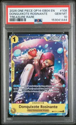 2026 ONE PIECE OP14-EB04-THE AZURE SEA'S SEVEN #108 DONQUIXOTE ROSINANTE PSA 10 - Image 1