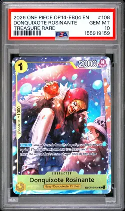 2026 ONE PIECE OP14-EB04-THE AZURE SEA'S SEVEN #108 DONQUIXOTE ROSINANTE PSA 10 - Image 1