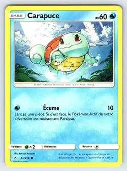 Carapuce [Squirtle] 33/214 FRENCH 2019 S&M Unbroken Bonds Pokemon Card TCG - Nm - Image 1