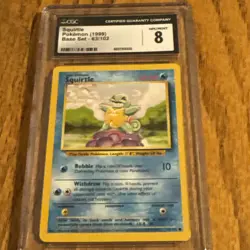 Pokemon TCG Squirtle 63/102 Base Set Graded CGC 8 NM Mint 1999 Pokemon - Image 1