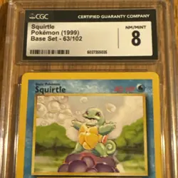Pokemon TCG Squirtle 63/102 Base Set Graded CGC 8 NM Mint 1999 Pokemon - Image 4