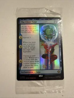 Prerelease Stamp (FOIL) THE CLONE SAGA R #28 SEALED Spider-Man Rare PROMO MTG - Image 1