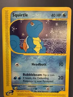 Pokemon TCG Squirtle 132/165 Expedition Reverse Holo Common 40 HP EN 2002 - Image 1
