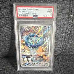 Pokemon TCG Squirtle Illustration Rare Holo SV 148/142 2024 EN PSA 9 - Image 1
