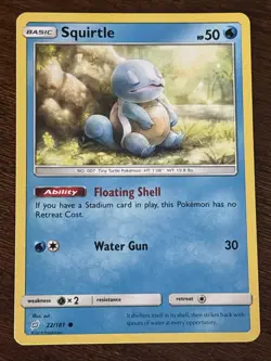 Pokemon TCG Squirtle 22/181 Sm-Team Up Regular Common LP - Image 1