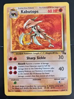 Pokemon TCG Kabutops 24/62 Fossil Non-Holo WOTC Vintage Pokemon Card - LP - Image 1