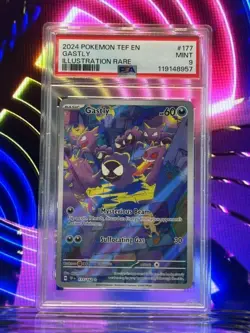 PSA 9 POKEMON GASTLY ILLUSTRATION RARE #177/162 TEMPORAL FORCES 2024 - Image 1