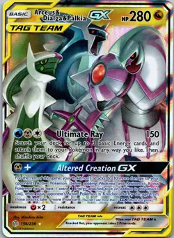 Arceus & Dialga & Palkia GX Holo Ultra Rare SM Cosmic Eclipse 156/236 NM - Image 1