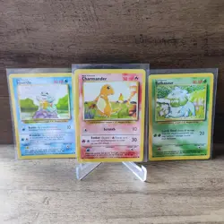 WOTC Pokemon TCG Charmander, Squirtle & Bulbasaur Base Set Starters - Image 1