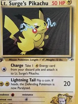 Pokemon TCG Lt. Surge's Pikachu Gym Heroes 1st Edition Card 81/132 - Image 5