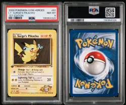 Pokemon 2000 Gym Heroes Lt. Surge's Pikachu 1st Edition #81/132 PSA 8 - Image 3