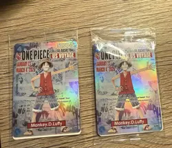 Bandai Namco One Piece Card Game US Voyage Monkey D. Luffy Holo Promo x2 - Image 1