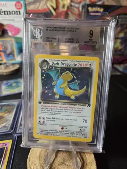 DARK DRAGONITE Holo Rare SWIRL 5/82 Team Rocket 1st Edition BGS 9 MINT - Image 1