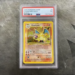 2000 Pokemon Game Charizard Holo, Base Set 2 II, PSA 7 Near Mint NM #4/130 SWIRL - Image 1