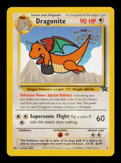 Pokemon Card Dragonite 5 Wizards Black Star Promo WOTC Vintage Movie MP 1999 - Image 1