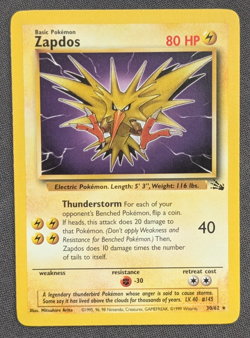 LP+ Zapdos 30/62 | Fossil | Non Holo Rare Pokemon TCG Card WOTC Vintage - Image 1