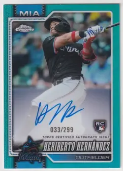 2026 Topps Chrome ROOKIE AUTO TEAL HERIBERTO HERNANDEZ RC ON CARD AUTO 33/299 - Image 1