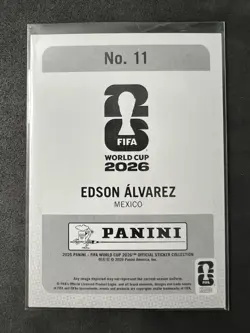 2026 Panini FIFA World Cup Stickers Exclusive Card Edson Alvarez #11 Mexico - Image 2
