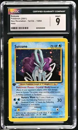 Suicune 1st Edition 14/64 Neo Revelation Holo Rare Pokemon CGC 9 MINT - Image 1