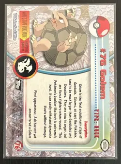 1999 Topps Pokemon Golem #76 Non-Holo Black Logo TV Animation Edition NM/MT - Image 2