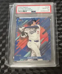 2025 TOPPS FINEST BLUE RARE REFRACTOR #208 SHOHEI OHTANI #’d /99 PSA 10 - Image 1