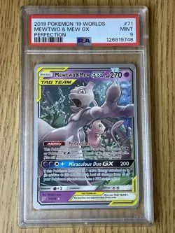 2019 POKEMON WORLD CHAMPIONSHIPS PROMO #71 MEWTWO & MEW GX WORLD CHAMP PSA 9 - Image 1