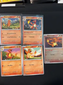 Pokemon TCG Charmander & Charmeleon 5 Card Lot. 2 Cosmos, I Rev. Holo. 2 Commons - Image 1