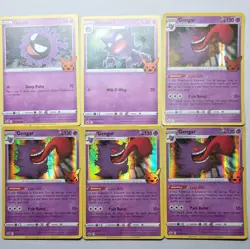 Pokemon TCG Chilling Reign Halloween Stamp Cosmos Holo Gastly Haunter Gengar Lot - Image 1