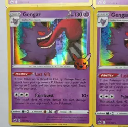 Pokemon TCG Chilling Reign Halloween Stamp Cosmos Holo Gastly Haunter Gengar Lot - Image 2