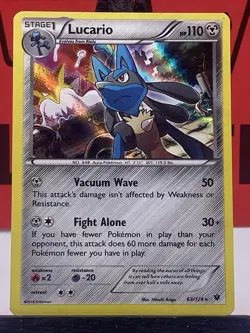Lucario 63/124 Fates Collide Holo Rare Pokemon TCG 2016 MP - Image 3