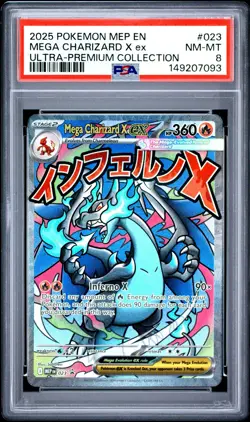 Pokemon TCG Mega Charizard X ex 023 Mega Evolution Promo PSA 8 - Image 1