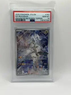 PSA 10 GEM MT 2025 Pokemon Journey Together N's Reshiram Stamped Box Topper #167 - Image 1