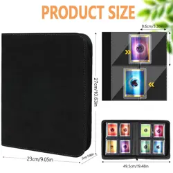 Premium Toploader Binder/PU Leather/Trading Card/Album/Folder/112 Holds - Black - Image 2