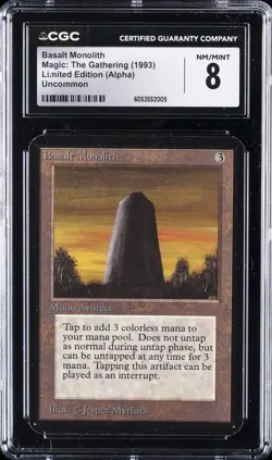 1993 MAGIC: THE GATHERING LTD ED (ALPHA) - UNCOMMON BASALT MONOLITH CGC 8 - Image 1