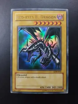YUGIOH 2002 | RED-EYES B. DRAGON | LOB-E056 | OLD EU PRINT | EXCELLENT - VG - Image 1