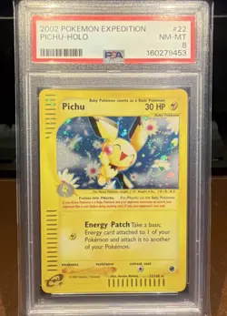 Pokemon Pichu Holo Expedition 22/165 (Double Swirl) PSA 8 - Image 1