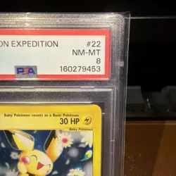 Pokemon Pichu Holo Expedition 22/165 (Double Swirl) PSA 8 - Image 3