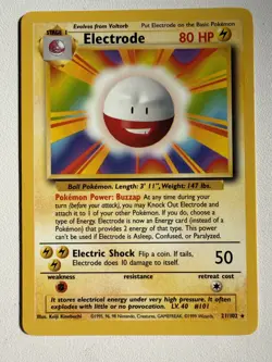 Pokemon Electrode 21/102 Base Set Unlimited Near Mint WOTC 1999 Non-Holo Rare - Image 1