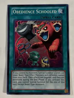 YuGiOh Obedience Schooled LVAL-EN088 1st Edition Super Rare LP - Image 1