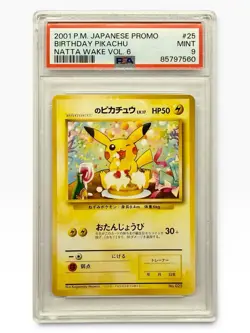 2001 Pokemon Japanese Promo Birthday Pikachu PSA 9 Natta Wake Vol. 6 #25 - Image 1