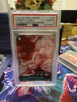 2024 One Piece Promos Monkey D. Luffy Uta Deck Battle-Winner PSA 10 #061 - Image 1