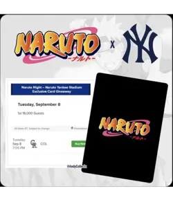 Naruto X Yankees TCG Promotional Card and Bandana Yankee Stadium Exclusive SGA - Image 1