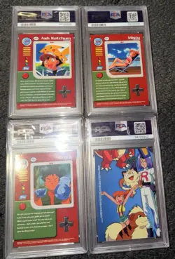 1999 Topps Pokemon TV Rainbow Foil 4-Card Trainer Lot PSA 7 Ash Misty Brock Gary - Image 2