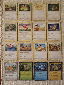 Pokemon TCG Eevee & Eeveelutions Card Lot ×16 Most Yellow Border (No Duplicates) - Image 1