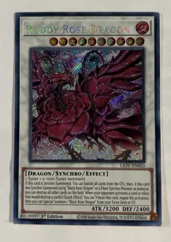 Yugioh! Ruddy Rose Dragon LIOV-EN035 Secret Rare 1st Edition LP - Image 1